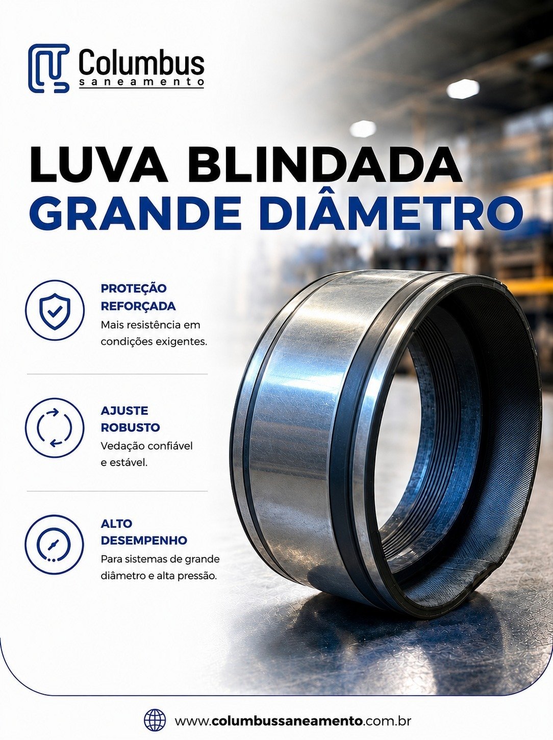 Luva blindada de grande diâmetro Columbus Saneamento