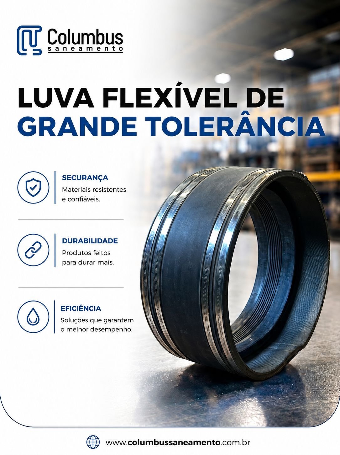 Luva flexível de grande tolerância Columbus Saneamento